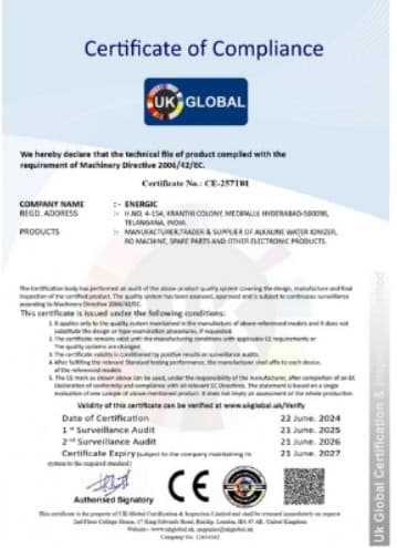 Energic CE certificate — Machinery Directive