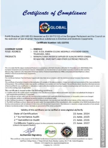 Energic RoHS certificate — Hazardous Substances